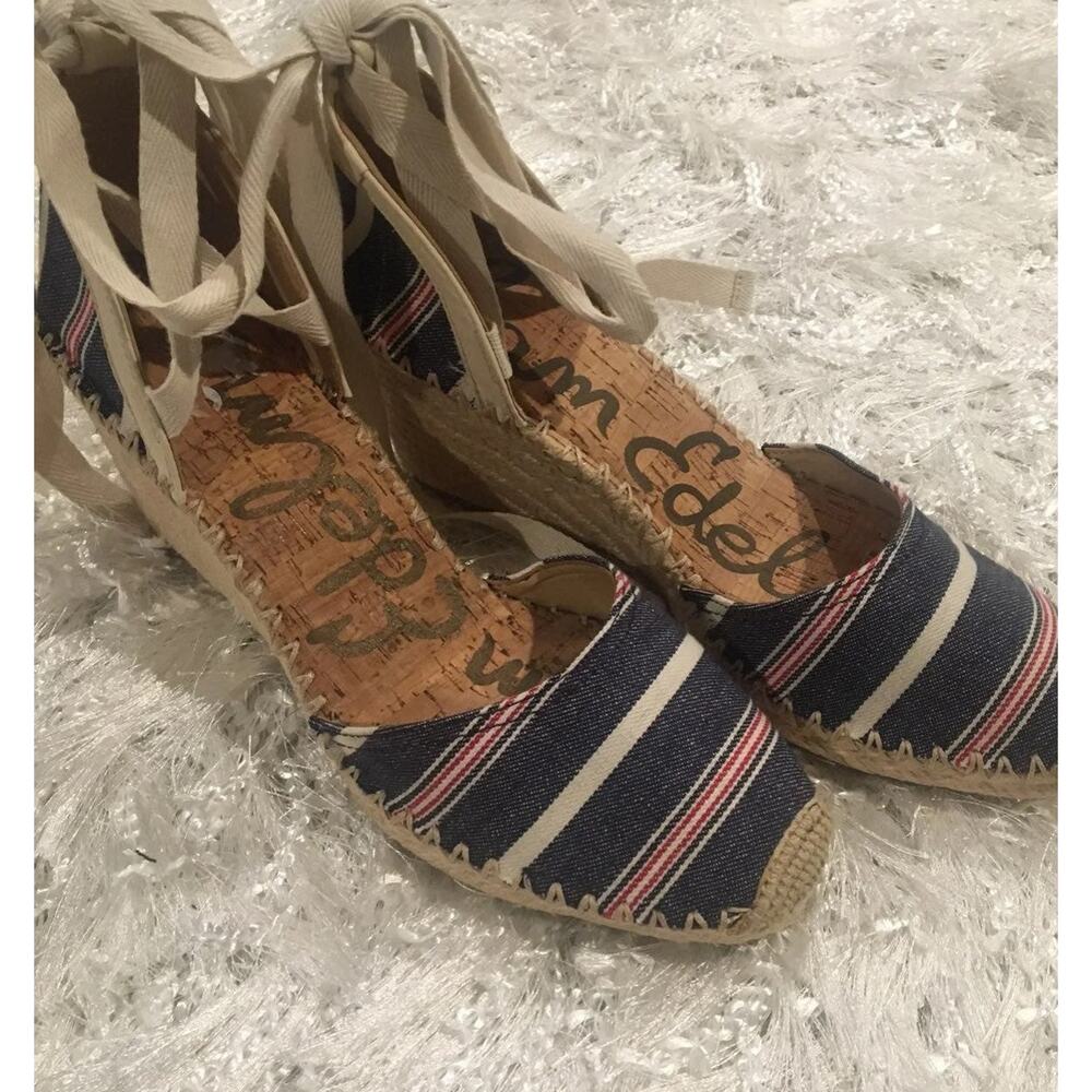 SAM EDELMAN Patsy Striped Wedges 9 - Picture 3 of 12